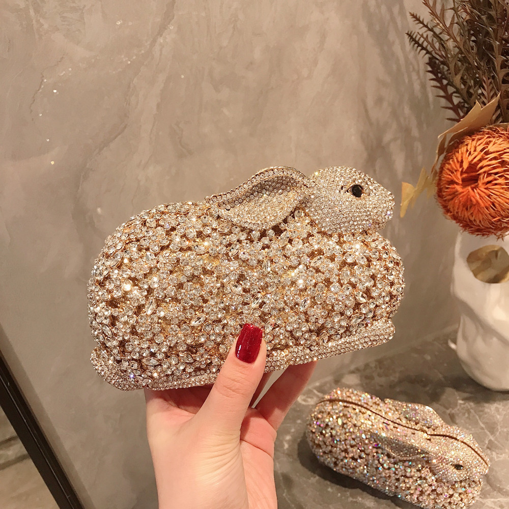 Luxury Bags Cute - Luxury Cute Rabbit Metal Box Crystal