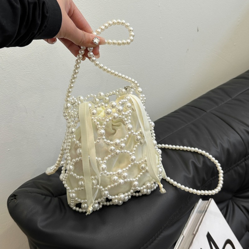 White Beading Bucket Shoulder  - огляд і ціна Luxury Bags On Sales